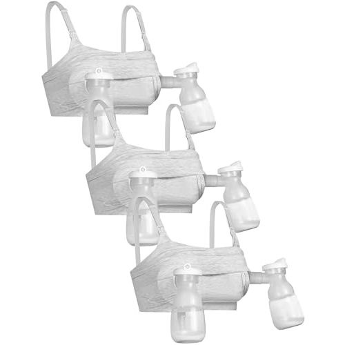 GXXGE 3Pack Hands Free Pumping Bra, Adjustable Pumping & Nursing Bra with EasyClip for All Breast Pumps Cotton Sleep Bra