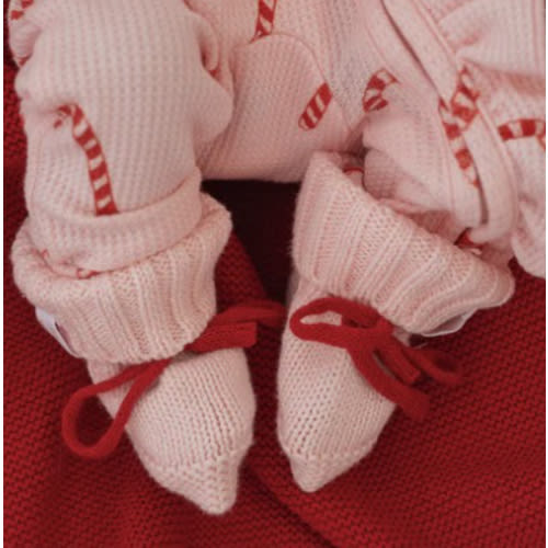 Knitted Booties | Baby Pink/ Rudolph