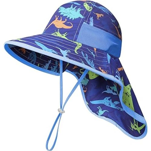 icolor Kids Sun Hat UPF50+ Sun Protection Bucket Hat Toddler Summer Beach Play Hats with Neck Flap for Girl Boy Ages 3~10