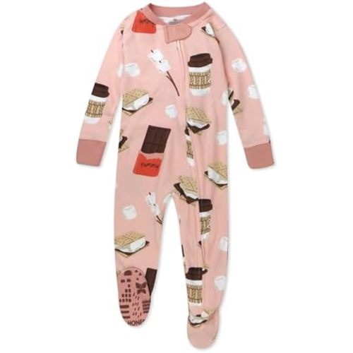 HonestBaby Non-slip Footed Pajamas One-piece Sleeper Zip-front Pjs 100% Organic Cotton for Baby Girls