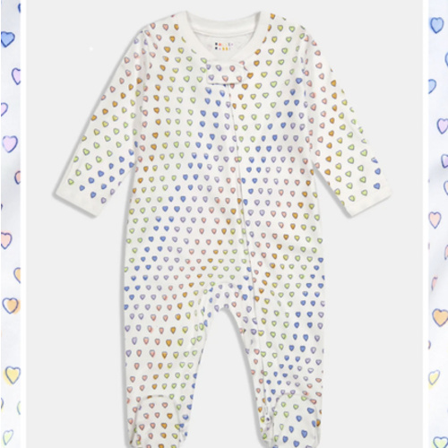 Infant Disco Hearts Zipper Footie