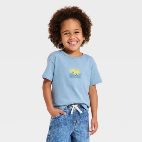 Toddler Boys' Short Sleeve Dino Graphic T-Shirt - Cat & Jack™ Blue 5T