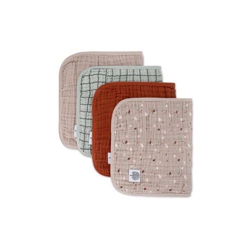 Parker Baby Co. 4 Pack Muslin Cotton Burp Cloths - Pebble