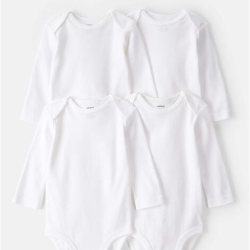 Baby 4-Pack Long-Sleeve Bodysuits - White | Carter's