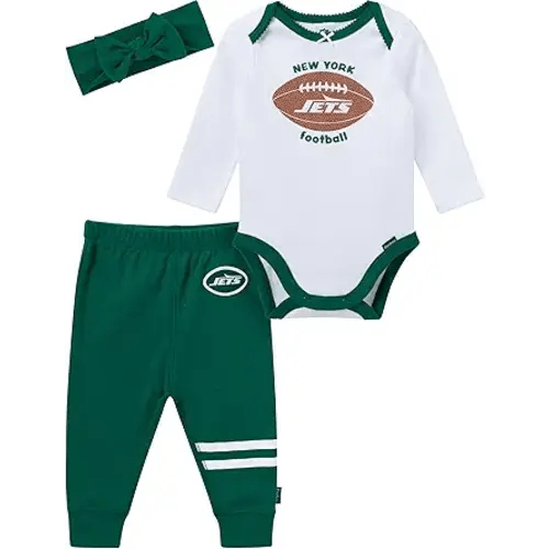 Gerber NFL baby-girls 3-piece Onesie Bodysuit, Pants & Headband Set