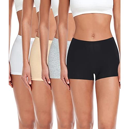 wirarpa Women's Boyshorts Panties Cotton Boxer Briefs for Ladies Underwear Shorts with Cotton Crotch 4 Pack