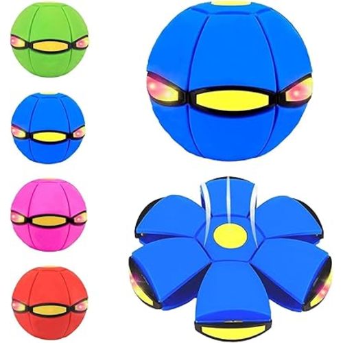 Magic Ball, Magic Meta Ball, Children's Magic Bouncing,Dual Form Flying Saucer,Parent-Child Interaction with 6 Light Collapsible Flying Disc (Blue)