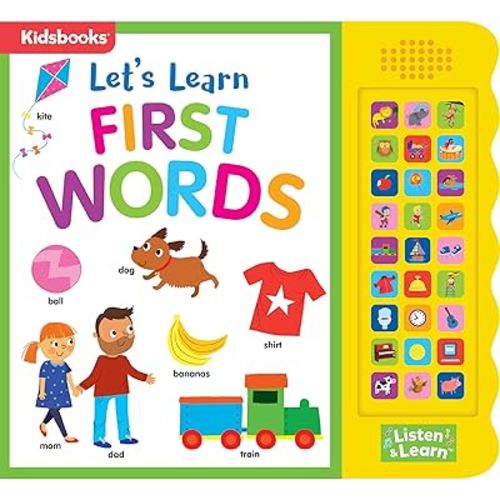 Let’s Learn First Words – Interactive 27-Button Sound Book for Babies & Toddlers with Adorable Art and Real-World Sounds