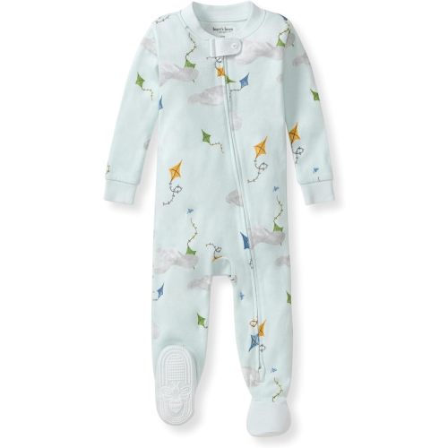 Burt's Bees Baby Organic Cotton Footed Pajamas for Boys, Zipper PJ Sleeper, Snug Fit Sleepwear with Non-Slip Bee Grips
