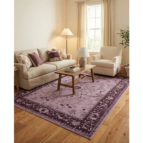 Rugs.com Miranda Collection Rug – 7' x 10' Purple Medium Rug Perfect for Bedrooms, Dining Rooms, Living Rooms