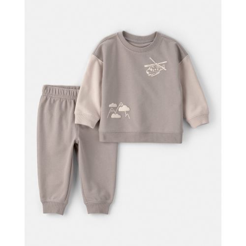 Baby Boy Helicopter French Terry Sweatshirt & Pant Set - Grey | Carter's