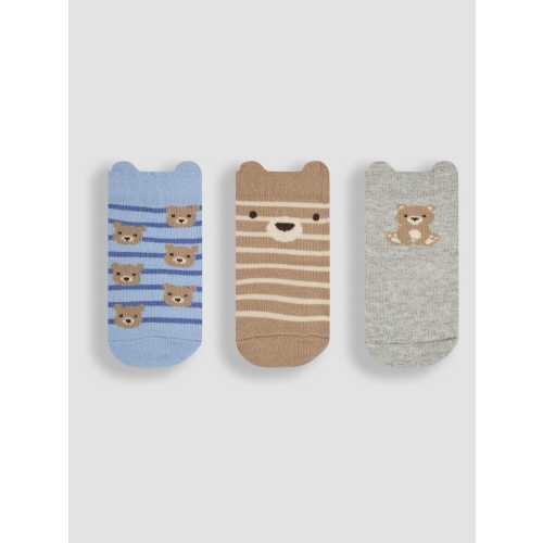 JoJo Maman Bébé Brown 3-Pack Bear Socks