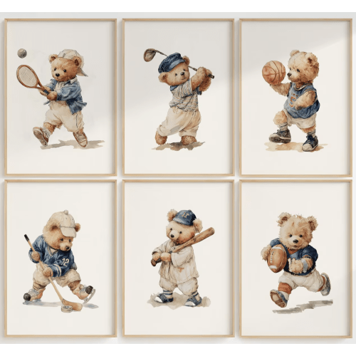 Teddy Bear Sports Prints
