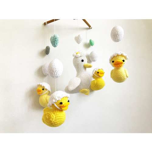 Baby mobile - Ducky Duckling Amigurumi Baby Crib mobile, Duck baby mobile, Nursery decor,Duck crochet baby mobile, Baby shower, Baby gift