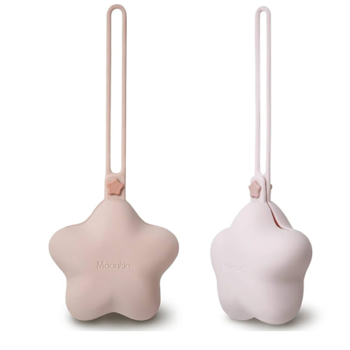 Moonkie Silicone Pacifier Holder Case, Cute Portable Pacifier Storage Case, 2 Pack