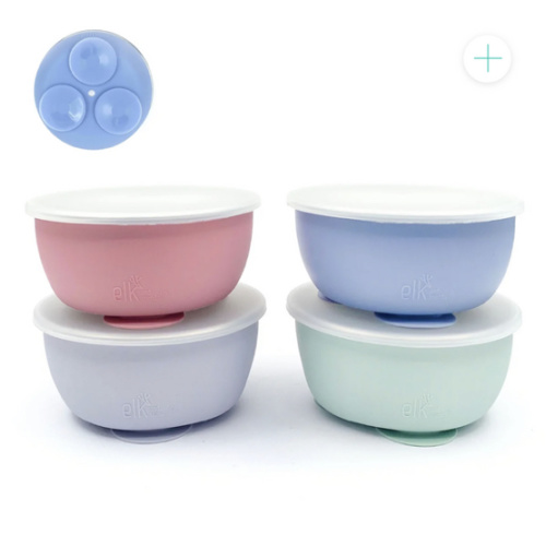 Stainless Steel Bowl with Silicone Suction Sleeve + Lids