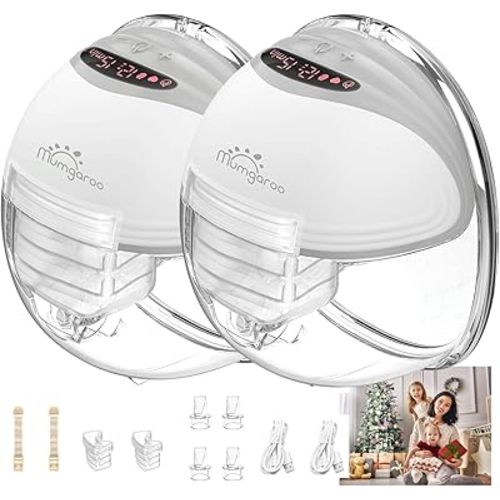 Breast Pump Hands-Free, Wearable Breast Pump, Portable Electric Breastfeeding Pump with Smart Display, 3 Modes & 12 Levels, 24mm Flange Insert, 2 Pack