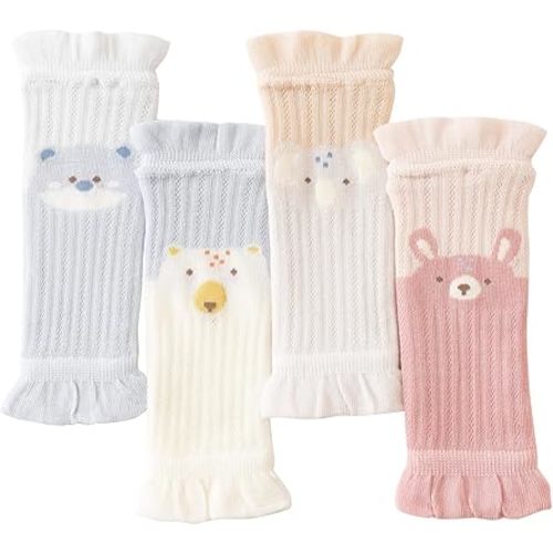 MOMSMENU Baby Leg Warmers 4 Pairs Cotton Soft for Crawling Toddler 3-24 Months