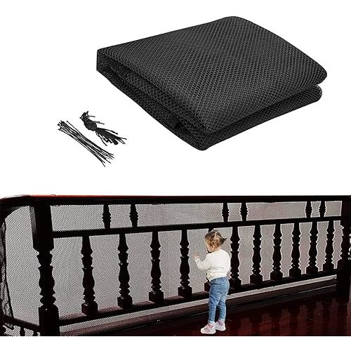 Filet de protection pour escaliers, filet de sécurité pour rampes d'escalier, filet de sécurité pour enfants, filet de protection pour enfants, filet de protection pour escaliers, balcon de bébé (noir