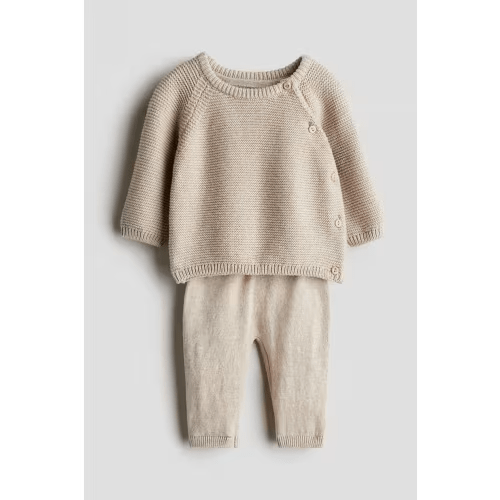 2-PIECE COTTON SET - Beige - NB (1-2M)