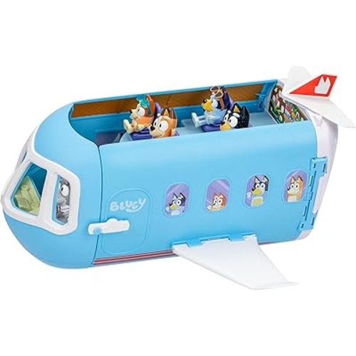 Bluey 3-in-1 Transforming Airplane Toys for Kids Playset, Turns into Resort & Boat