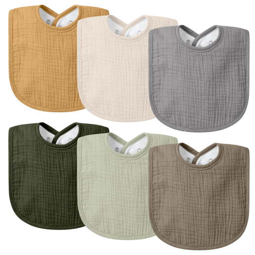 6-Pack Muslin Baby Bibs for Boys & Girls, Soft Cotton Absorbent Bandana Drool Bibs for Drooling & Teething