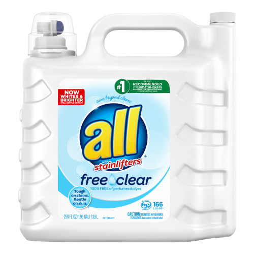 all Liquid Laundry Detergent Free Clear for Sensitive Skin, 250 Ounce, 166 Loads