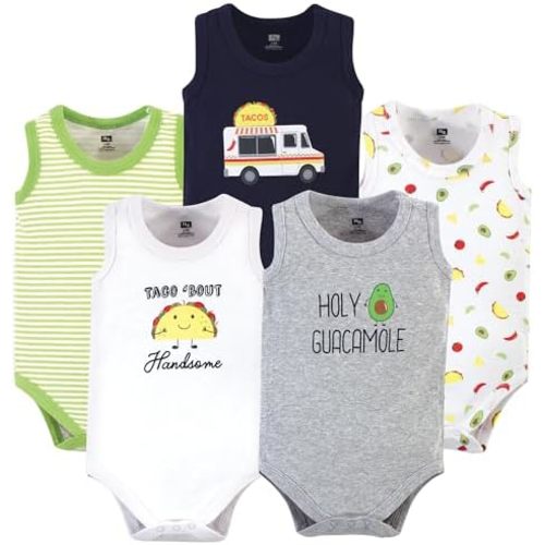 Hudson Baby Basics Unisex Baby 5-Pack Sleeveless Baby Bodysuits