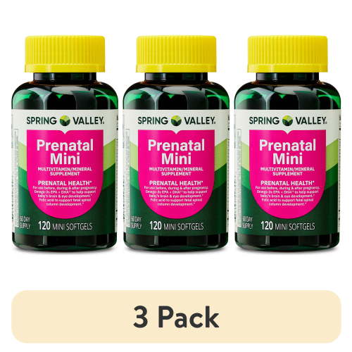 (3 pack) Spring Valley Prenatal Mini Multivitamin/Multimineral Supplement, Mini Softgels, 120 Count