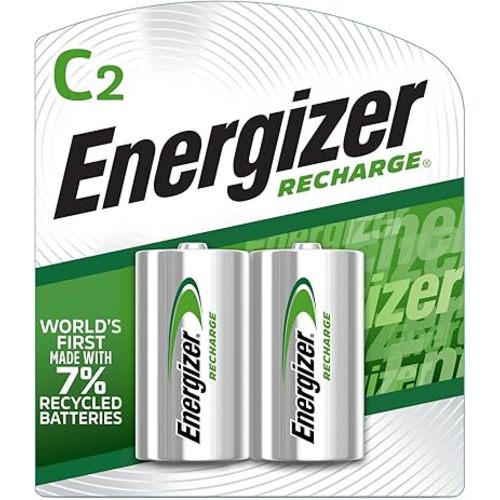 Energizer Rechargeable C Batteries, Recharge C Battery Precharged, 2 Count