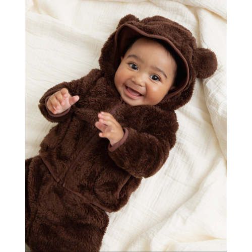 Mocha Me Happy Zip-Up Jogger Set With Ears