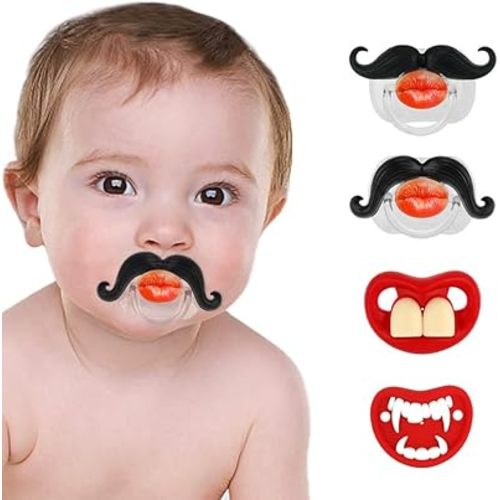 4pcs Kissable Mustache Pacifier, Funny Baby Pacifier, Pacifier 0-36 Months, Funny Gifts for Newborns