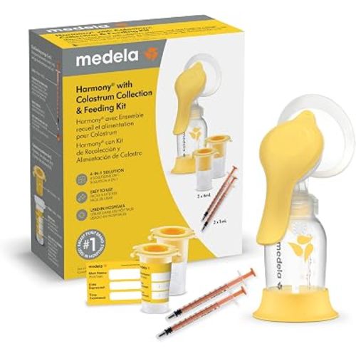 Medela Harmony Manual Breast Pump with Colostrum Collection and Feeding Kit, 4-in-1 Solution, Collect, Store, Feed, and Pump, Includes Colostrum Collectors and Feeding Syringes