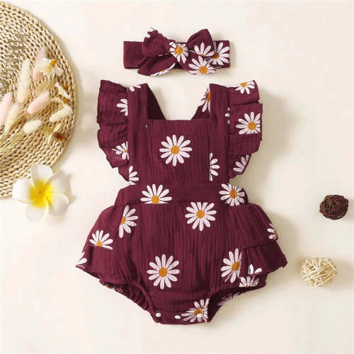 Daisy Baby Romper with Headband