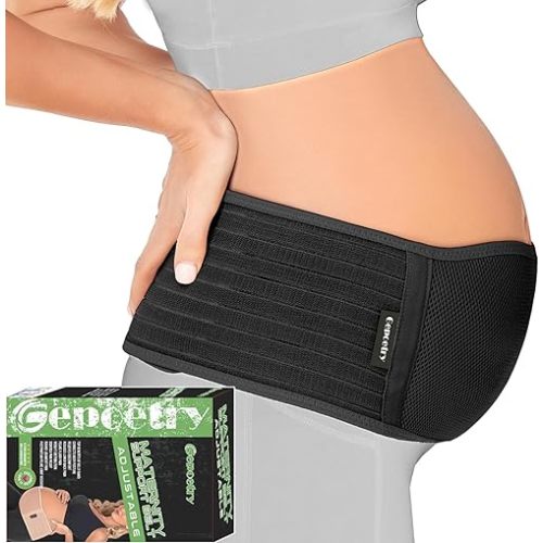 Maternity Belly Band for Pregnant Women | Pregnancy Belly Support Band for Abdomen, Pelvic, Waist, & Back Pain | Adjustable Maternity Belt | For All Stages of Pregnancy & Postpartum (Black)