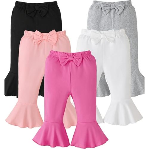 Baby Girl Pants Leggings 5-Pack 0-24 Months Newborn Baby Leggings Toddler Girl Pants 2-3T Soft Cotton Bottoms