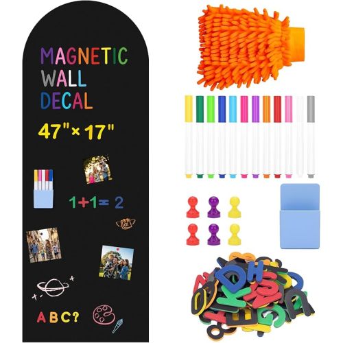Arch Magnetic Wall Decal, 47" x 17" Magnetic Chalkboard for Wall, Self Adhesive Peel and Stick Wall Decal with Starter Kit for Home, Playroom and Classroom