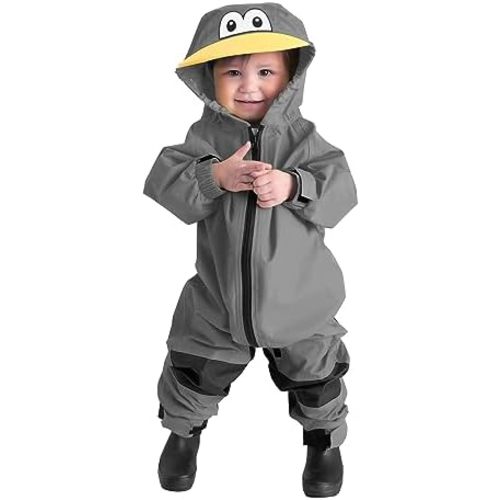 Cuddle Club Kids Toddler Rain Suit - Muddy Buddy Waterproof Coverall One Piece Weather Resistant Baby Jacket