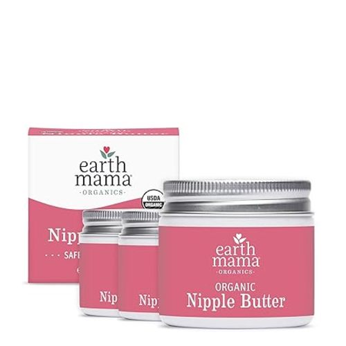 Earth Mama Organic Nipple Butter™ | Nipple Cream Safe for Breastfeeding | Postpartum Essentials for Nursing | Non Lanolin Nipple Cream, 2 fl oz (2-Pk)