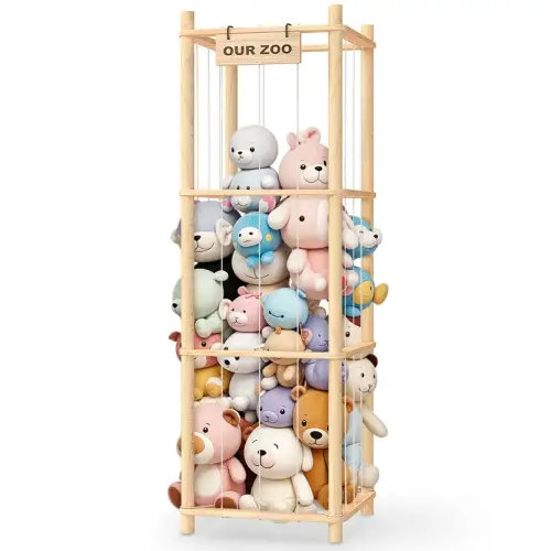 Wooden Stuffed Animal Storage & Organizer – Cute Zoo Toy Holder - TikTok Shop