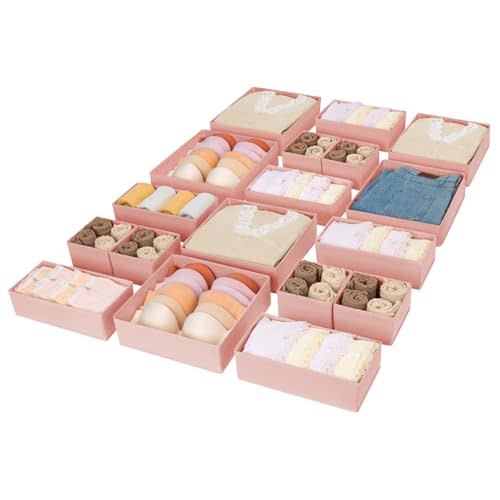 DIMJ Drawer Organizer for Clothing, 18 Pack Fabric Drawer Organizer Bins, Foldable Sock Organizer for Drawer, Dresser Organizer for Clothes, Socks, Bra, Tie