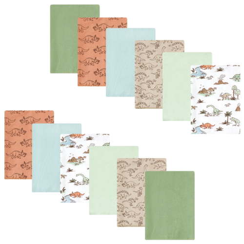 Luvable Friends Hudson Baby Flannel Burp Cloths 12pk, Dino Exploration