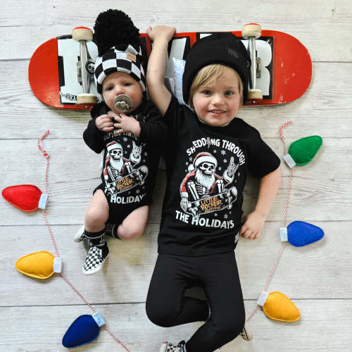 Shredding Through The Holidays Kids GraphicTee | Little Rocker Clothing