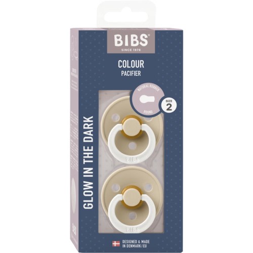 BIBS Night Glow Pacifier 2 Pack, Latex Size 2 - Assorted*