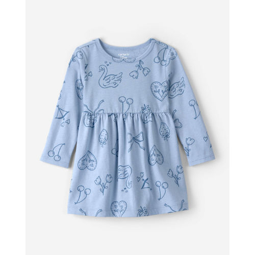 Baby Girl Bow Icon Long-Sleeve Knit Dress - Blue - Carter's | Carter's