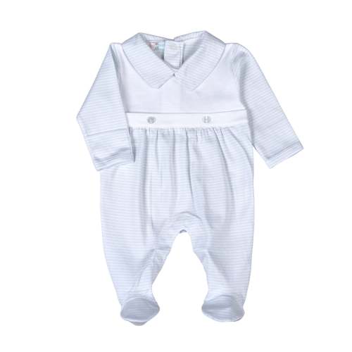 NIC-214 Blue Stripes Bib Pima footie