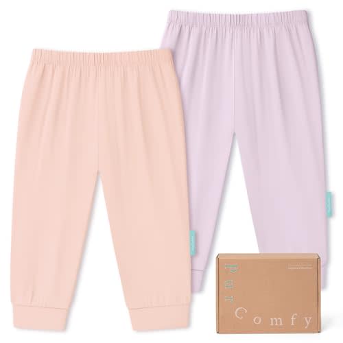 PurComfy Bamboo Viscose Baby Pants, Unisex 0-24 Months, 2-Pack | Supersoft Jogger Pants, Elastic Waist