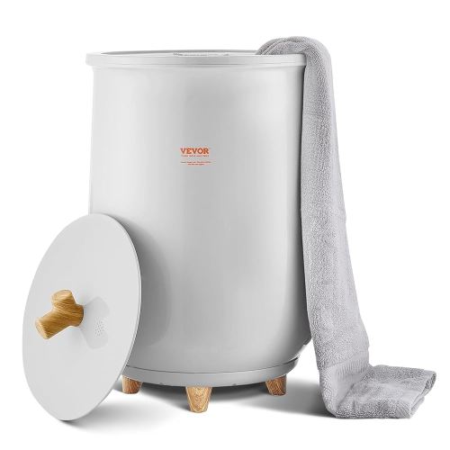 VEVOR Towel Warmer Bucket, 20L Large Towel Warmer for Bathroom, Auto Shut Off Towel Heater Fits up to Two 40"x70" Oversized Towels, Bathrobes, Blankets, 4-Level Timer Towel Warmer Ideal for Spa, Gray