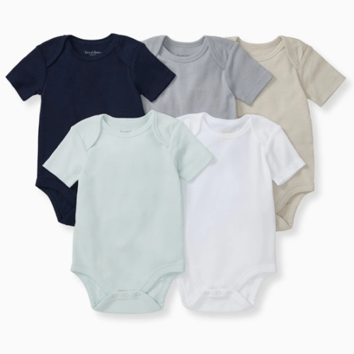 Solid Organic Cotton Short Sleeve Baby Bodysuits 5 Pack - Midnight