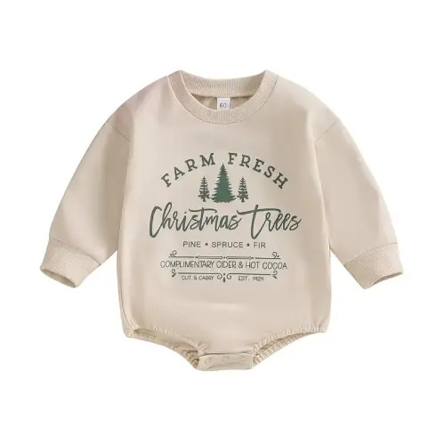 Baby Girl Boy Christmas Outfit Farm Fresh Christmas Trees Sweatshirt - TikTok Shop